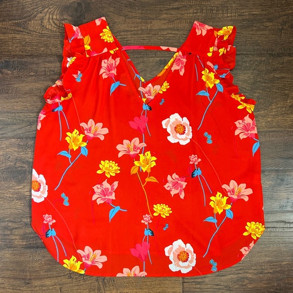 Loft Petite Lily Bar Back Flutter Shell in Red • MP - Picture 4 of 6